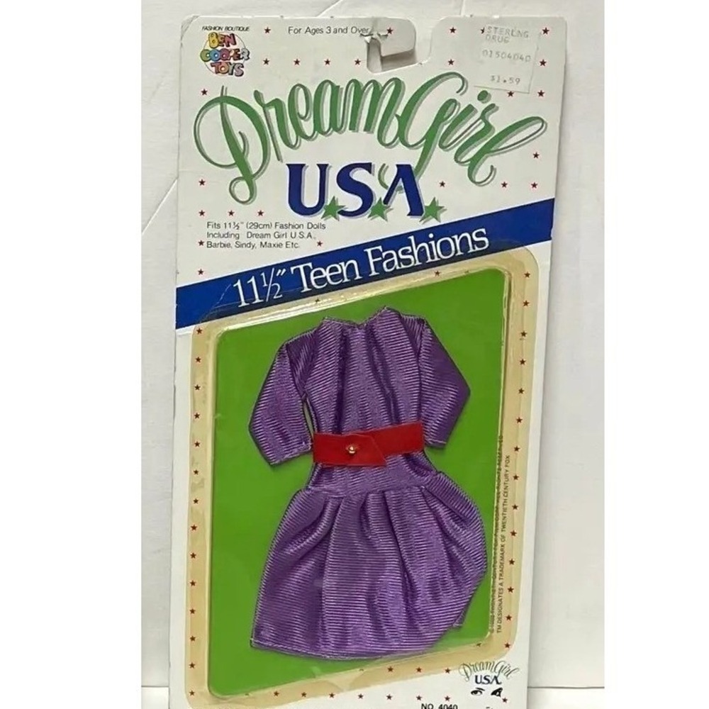 Vintage Dream Girl USA Teen Fashion For 11.5 " Dolls Barbie NOS #4040 Purple